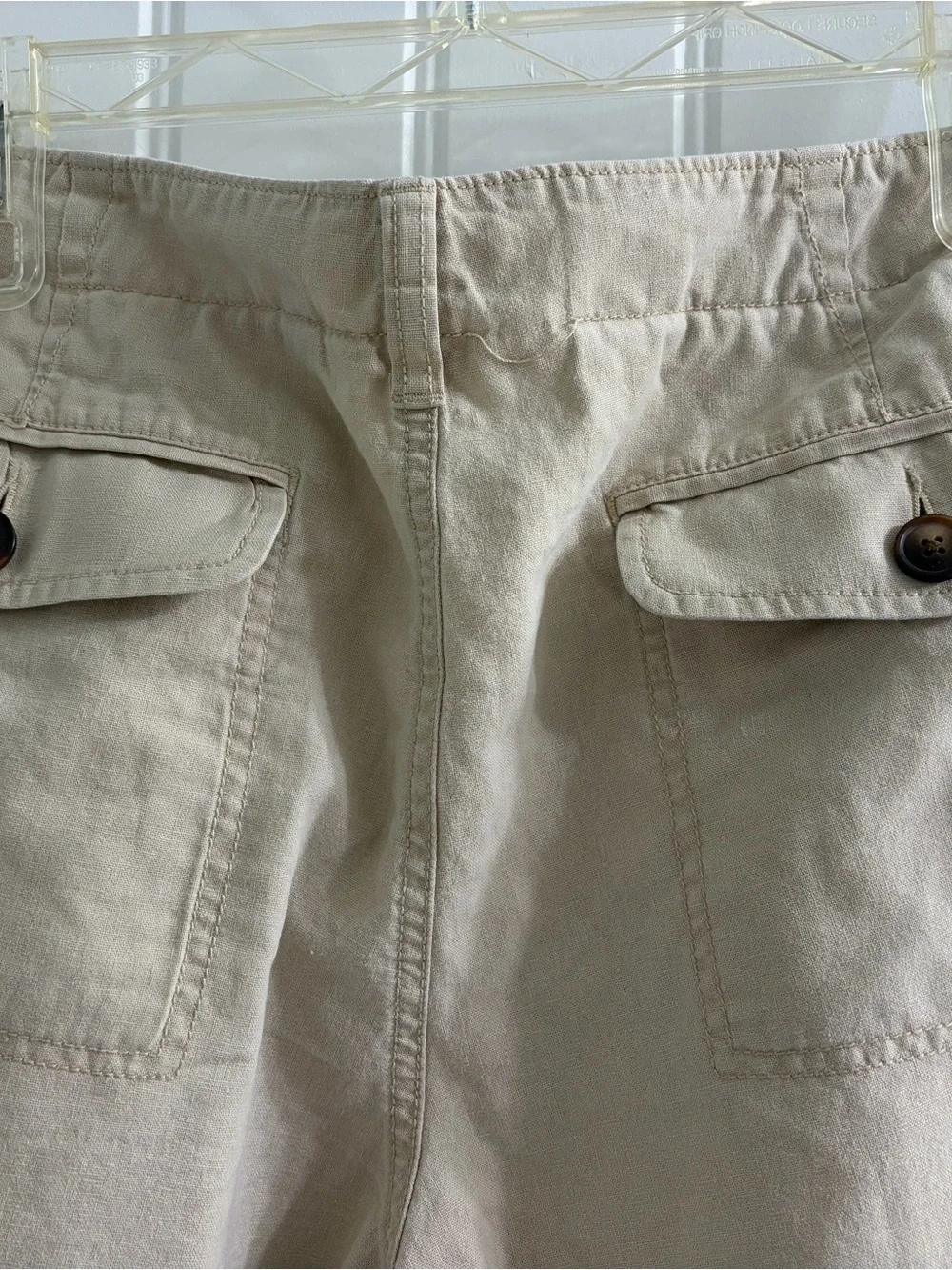 Vintage J. Crew Men's Light Khaki Flat Front Linen Cotton Blend Shorts 33